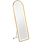 Full-Length Mirror, Dimmable LED, Wall & Standing, Touch Switch, Gold