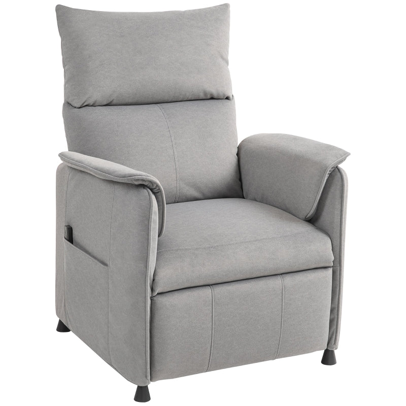 Electric Recliner Chair, Adjustable, Memory, Pet-Friendly Faux Velvet, Grey