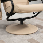 Reclining Massage TV Chair & Footstool, Faux Leather, Cream White