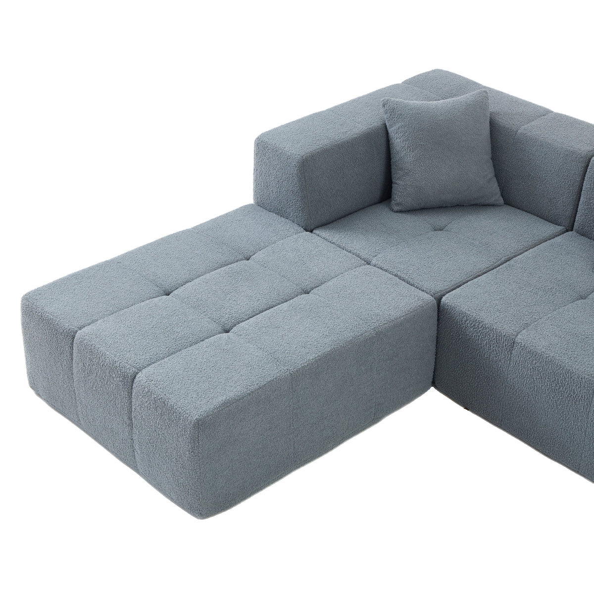 Shaped Convertible Modular Couch, 6-Seat Boneless Sectional for Living Room and Apartment, Gray