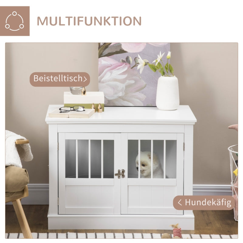 Dog Cage, Furniture with 3 Doors, 78 x 53 x 59.3 cm, White