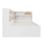 Sofa Bed, Wooden 90*200 Pull-out Multifunctional Single with Storage & Charging Port, White