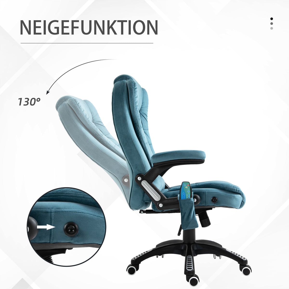 Office Chair Gaming Chair, Massage & Heating Function, Height-Adjustable 120kg, Blue