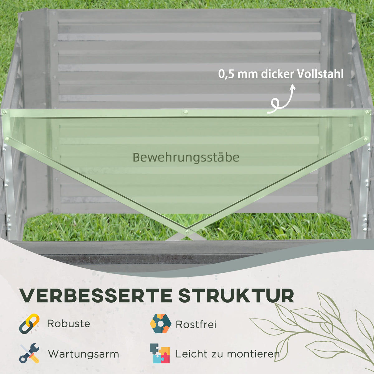 Raised Bed, Steel Planter 180x90x60cm, Steel
