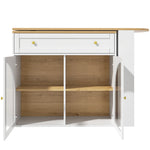 Bar Table Extendable 360° Rotating Storage with Shelves & Glass - White