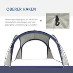 Camping Tent, Sun Protection Weatherproof, Fiberglass Pole + Polyester Cream White + Blue
