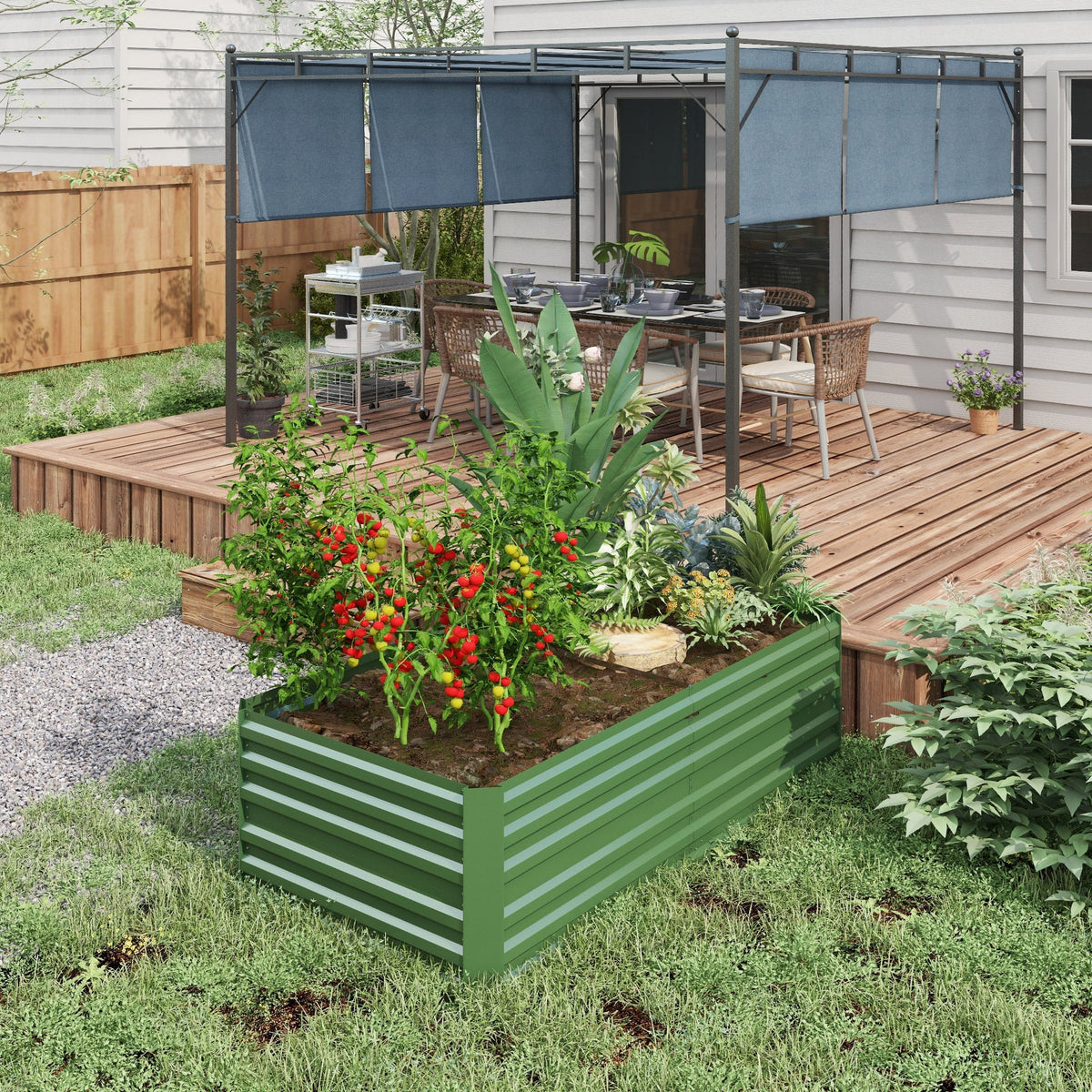 Raised Bed, Garden Planter 180x90x60cm, Steel