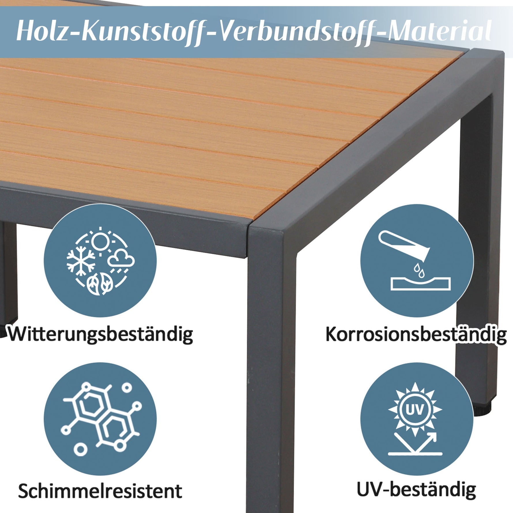 Garden Furniture Set with Sofa and Multi-functional Tables, Galvanized Steel and Wood-look Plastic, Grey and Black