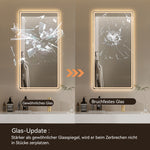 Frameless LED Bathroom Mirror 60x100cm Anti-Fog, Tempered Glass