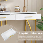 Console Table 2-Drawer Luxury Hallway Side Table 110x32x85 cm White/Gold