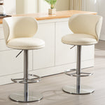 Bar Stools Swivel Adjustable Height Backrest Black Leather and Steel