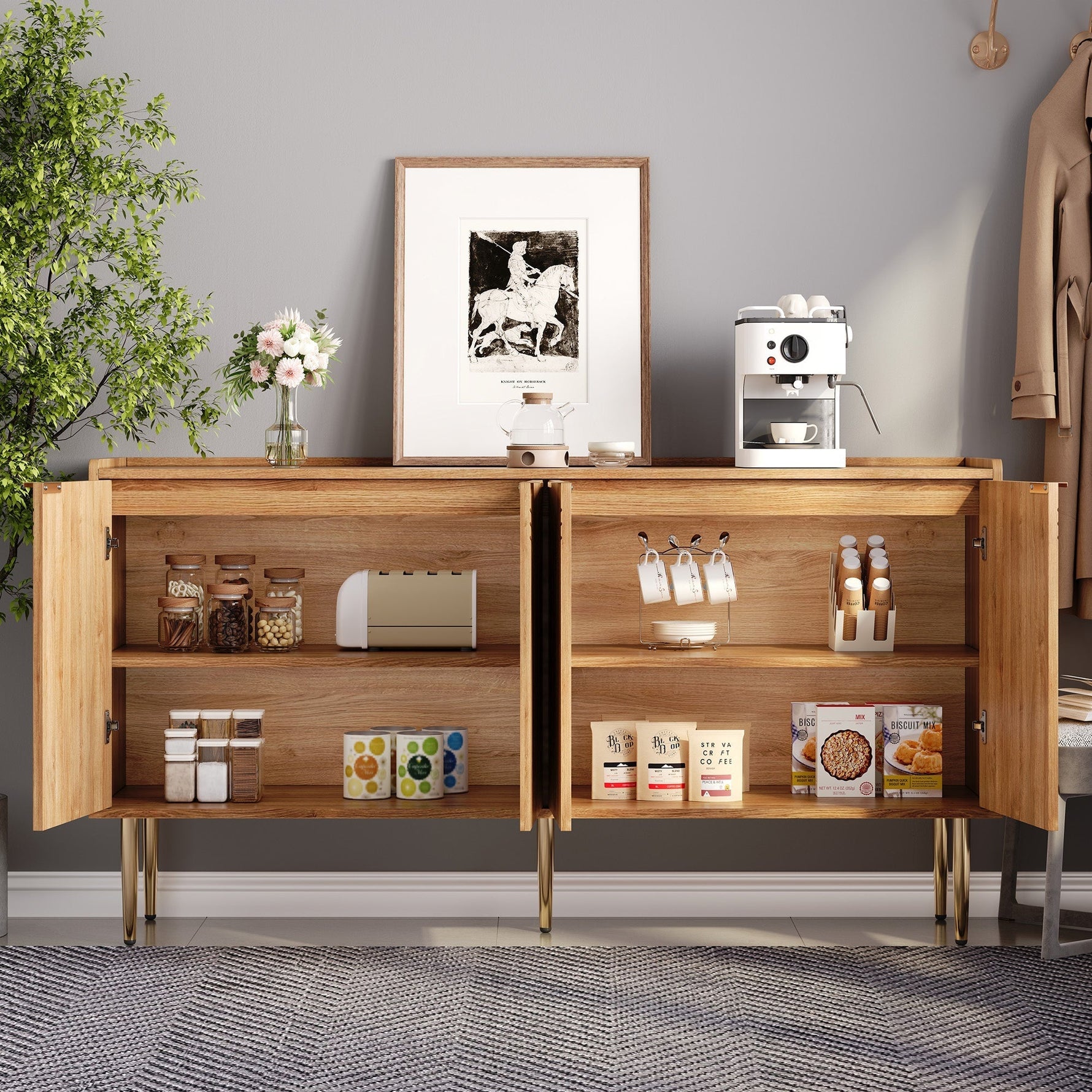 Sideboard Buffet Cabinet Storage 140x38x75cm - Modern Simple