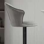 Set of 2 Bar Stools, Swivel Height-Adjustable with Backrest, Velvet Grey