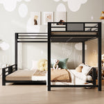 L-shaped Bunk Bed 90x200 over 140x200, Metal, Black