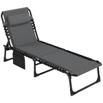 Folding Sun Lounger, Padded 5-Position Adjustable Weatherproof, Dark Grey