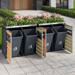 Garbage Can Enclosure with Diamond Ventilation and Four Lockable Doors, Planting Area, Steel