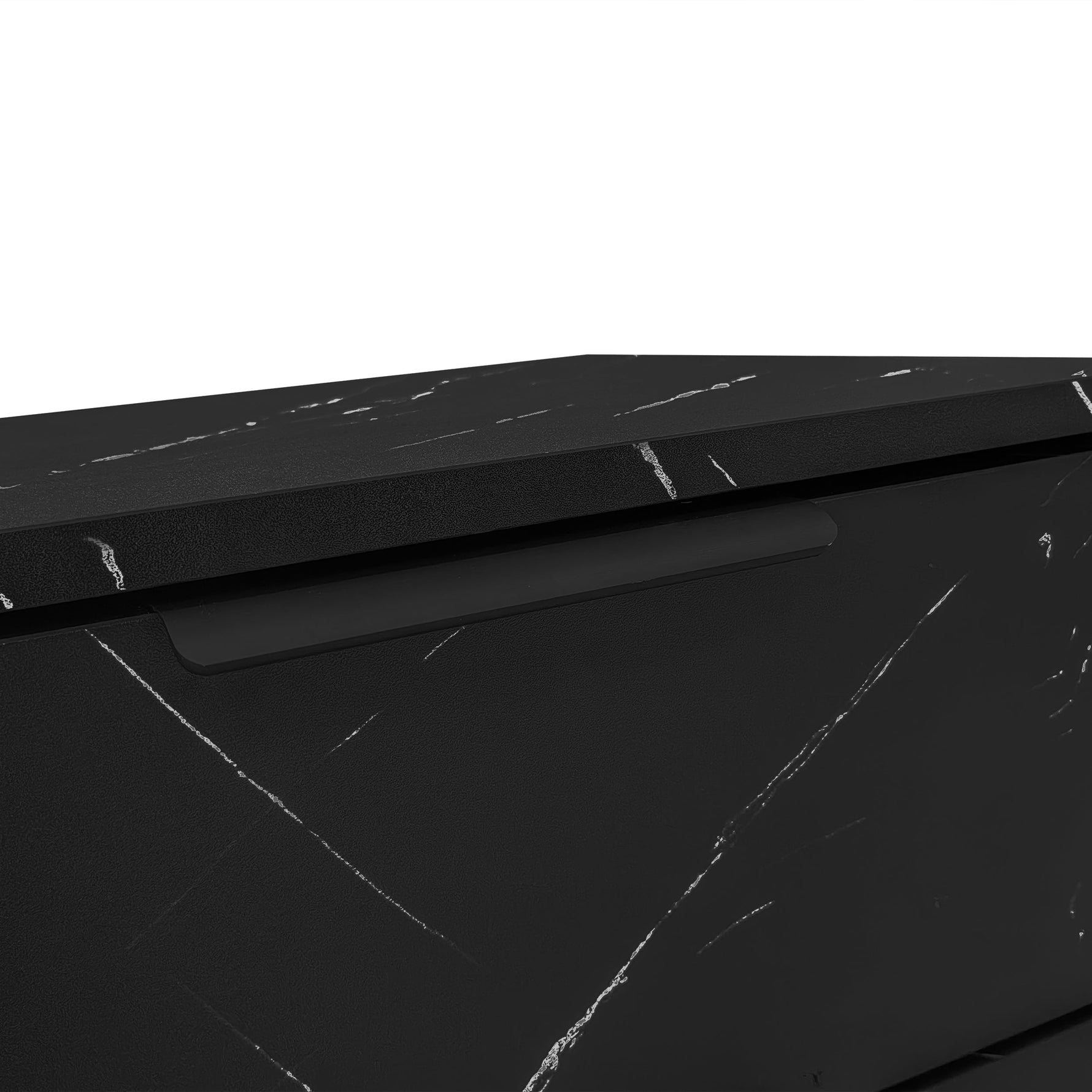 TV Cabinet 200cm Marble Look, Black