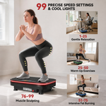 Vibration Plate for Fitness Exercises, Bluetooth, Remote, 99 Speed Levels, Black Plastic/Steel